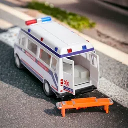 sarasi Ambulance Toy, Openable Tail Gate Stretcher Saline, Pull Back-picture-11