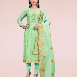 Maroosh Geometric Motifs Sequence Embellished Chanderi Cotton Unstitched Dress Material-picture-48