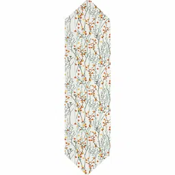 STITCHNEST White & Green Printed Tasseled Table Runner image 2