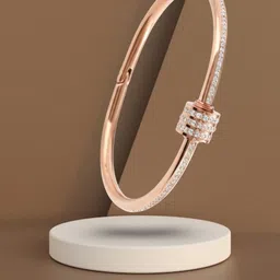 RKB Sales Women Cubic Zirconia Rose Gold-Plated Cuff Bracelet-picture-18