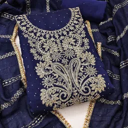 Suha Embroidered Art Silk Unstitched Dress Material-picture-10