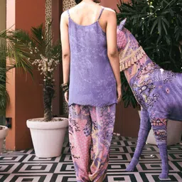 SAUNDH Printed Round Neck Top & Trousers With Shrug Co-Ords image 4