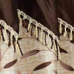 GEET CREATIONS Brown & Beige Set of 2 Room Darkening Long Door Curtain image 3