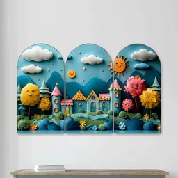 Myntra Elegant Homes Blue Set of 3 Piece MDF Wall Paintings image 4