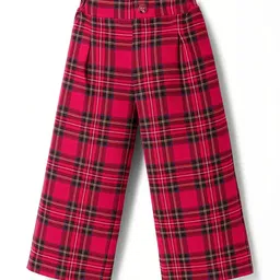 CrayonFlakes Girls Checked Mid-Rise Cotton Straight Lounge Pants-picture-15
