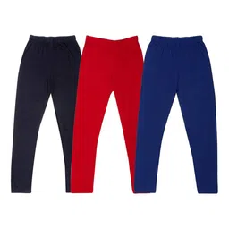 FRENCH KLEIDER Girls Pack Of 3 Cotton Mid-Rise Churidar-Length Leggings-picture-30