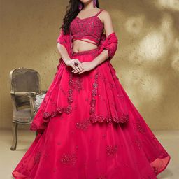 DIVASTRI Embroidered Sequinned Semi-Stitched Lehenga & Unstitched Blouse With Dupatta-picture-33