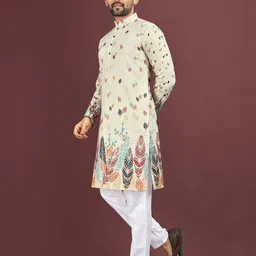 WELL TEX Men Floral Printed Mandarin Collar Kurta image 5