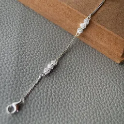 MANNASH Women Sterling Silver Cubic Zirconia Rhodium-Plated Link Bracelet image 2