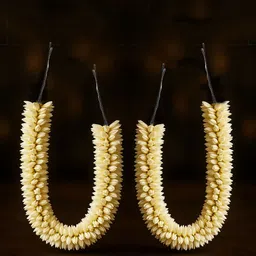 ABDESIGNS Women Beige White Set of 2 Artificial Scented Mogra Gajra Scrunchies image 3