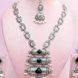 VATSALYA creation Silver-Plated Artificial Stones Alloy Jewellery Set image 2