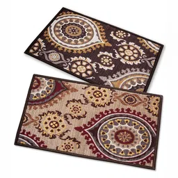 Athom Living 2-Pcs Brown & White Printed Anti-Slip Doormats image 2