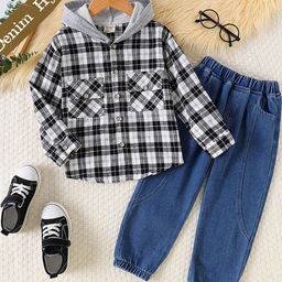 Hopscotch Boys Black Pure Cotton Printed Clothing Set-picture-32