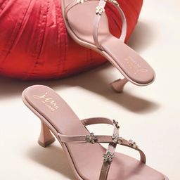 JM Looks Women Embellished Party Kitten Heels Sandals-picture-16