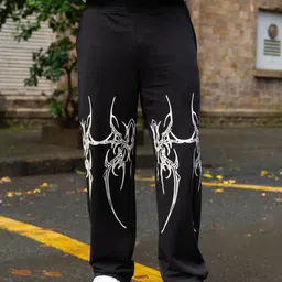 Powerlook Men Black Graphic Printed Relaxed-Fit Track Pants-image-3