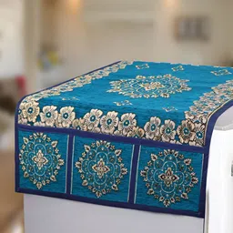 LooMantha 5-Pcs Violet & Beige Printed Refrigerator Cover &  Fridge Mats image 3