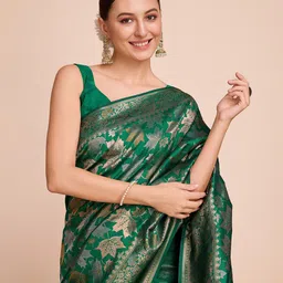 House Of Pataudi Woven Design Zari Art Silk Kanjivaram Saree image 5