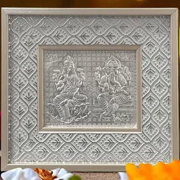 Art Street Silver Toned Self Design Lakshmi And Ganesh Photo Frame-picture-30