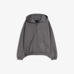 Bershka Women Hooded Front-Open Sweater image 3