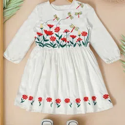 BAESD Girls Floral Embroidered Fit & Flare Dress-image-81