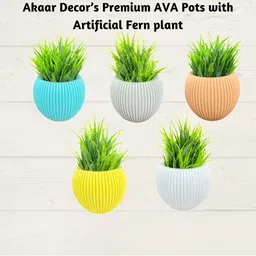 Akaar Blue 4 Pieces Fern Artificial Plant With Pot image 5