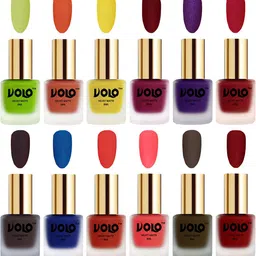 VOLO Set Of 12 Velvet Matte Nail Polish - 8 ml Each -Coral - Tomato Red - Metallic image 1