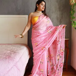 Anouk Floral Organza Designer Saree image 3