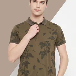 OGEN Men Floral Printed Polo Collar Tropical Pockets T-shirt-picture-42