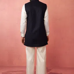 VASTRAMAY Mens Silk Blend Nehru Jacket Regular Kurta with Trousers image 4