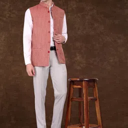 Moda Rapido Woven Design Mandarin Collar Nehru Jacket image 3