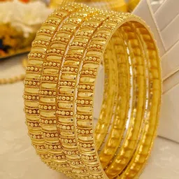 Jewels Kafe Pack of 4 Brass Gold-plated Bangle Set-picture-40