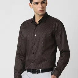 van heusen V Dot Abstract Spread Collar Slim Fit Pure Cotton Shirt image 2