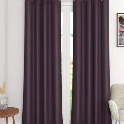 the conversion Brown Solid Polyester 7 Ft Blackout Eyelet Door Curtain-picture-3