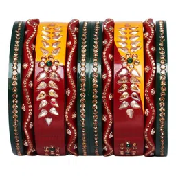 TAJ BRIDAL STORE Set Of 10 Artificial Stones Studded Bangles-picture-10