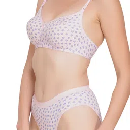 Liigne Pack Of 3 Everyday Printed Pure Cotton Padded Bra With Panty Lingerie Set image 4