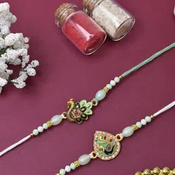 MEIRA JEWELLERY Set Of 2 Rakhi With Greeting Card & Roli Chawal-picture-23