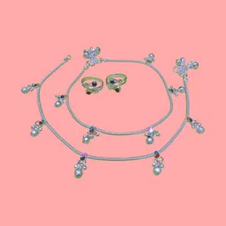 AamNa Enterprises Silver-Plated Stone-Studded & Beaded Jewellery Set-picture-19