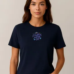 Anikmart Women Typography Printed Round Neck Cotton T-shirt-image-77