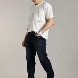 PAUL STREET Men Urban Regular Fit Mid-Rise Mildly Distressed Light Fade Stretchable Jeans image 4