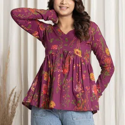 SANGAKURTI Floral Print Cotton Peplum Top image 4