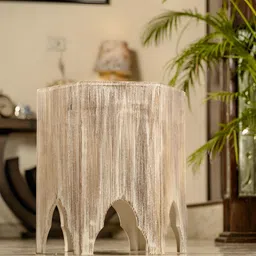 Araana Home Brown Textured Wooden Stool-image-48