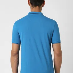 Van Heusen Sport Men Blue Solid Polo Collar T-shirt image 3