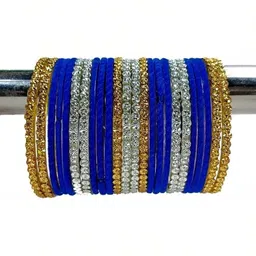 Shasmi Blue Glass Artificial Stones Bangle image 2