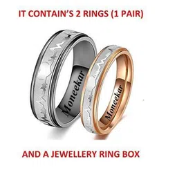 Moneekar Jewels Unisex Set of 2 Titanium Couple Finger Rings image 2
