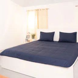 Oyvu Navy Blue Self Design Cotton 400TC Queen Bedsheet & 2 Pillow Covers 108 x 90 Inch-picture-39