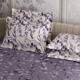 Stoa Paris French Bloom Grey Printed Cotton 300 TC King Bedsheet Set-2.74 m x 2.74 m image 4