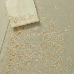 Soch Floral Embroidered Thread Work Mul Chanderi Unstitched Dress Material image 4