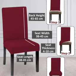 Lazi Set Of 2 Maroon Stretchable Dining Chair Covers image 4