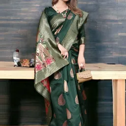 CaniBani Woven Design Zari Silk Blend Heavy Work Banarasi Saree image 5