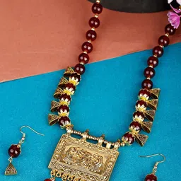 SUNHARI Gold-Plated Pearls Beaded Ganesha Jewellery Set-picture-19